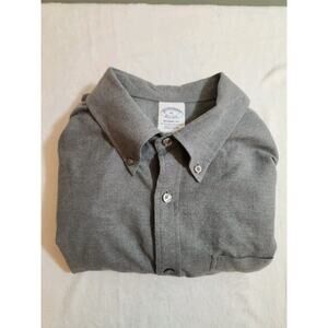 Brooks Brothers Shirt Mens Large Gray Flannel Long Sleeve Preppy Academia